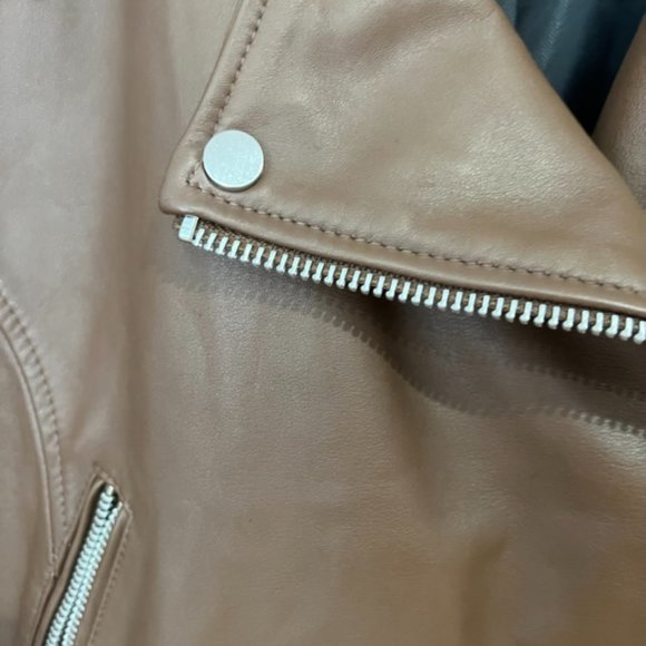 WALTER BAKER LIz Leather Crop Moto Jacket in Terracotta NWOT - Picture 5 of 16